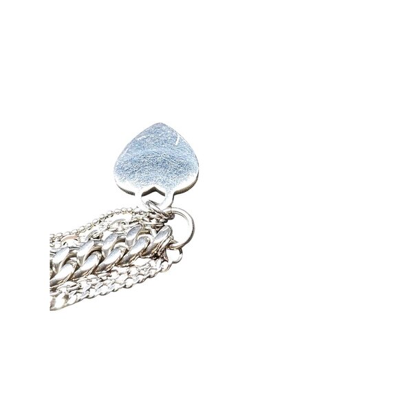 Vintage 8" Stainless Steel Bracelet Itaor Multistrand Charm Heart - Picture 5 of 8